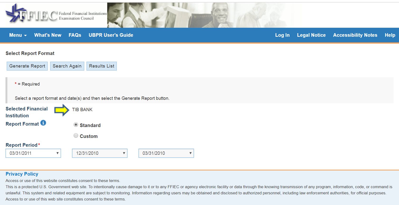 Specify the bank enter the bank name or ID RSSIDs